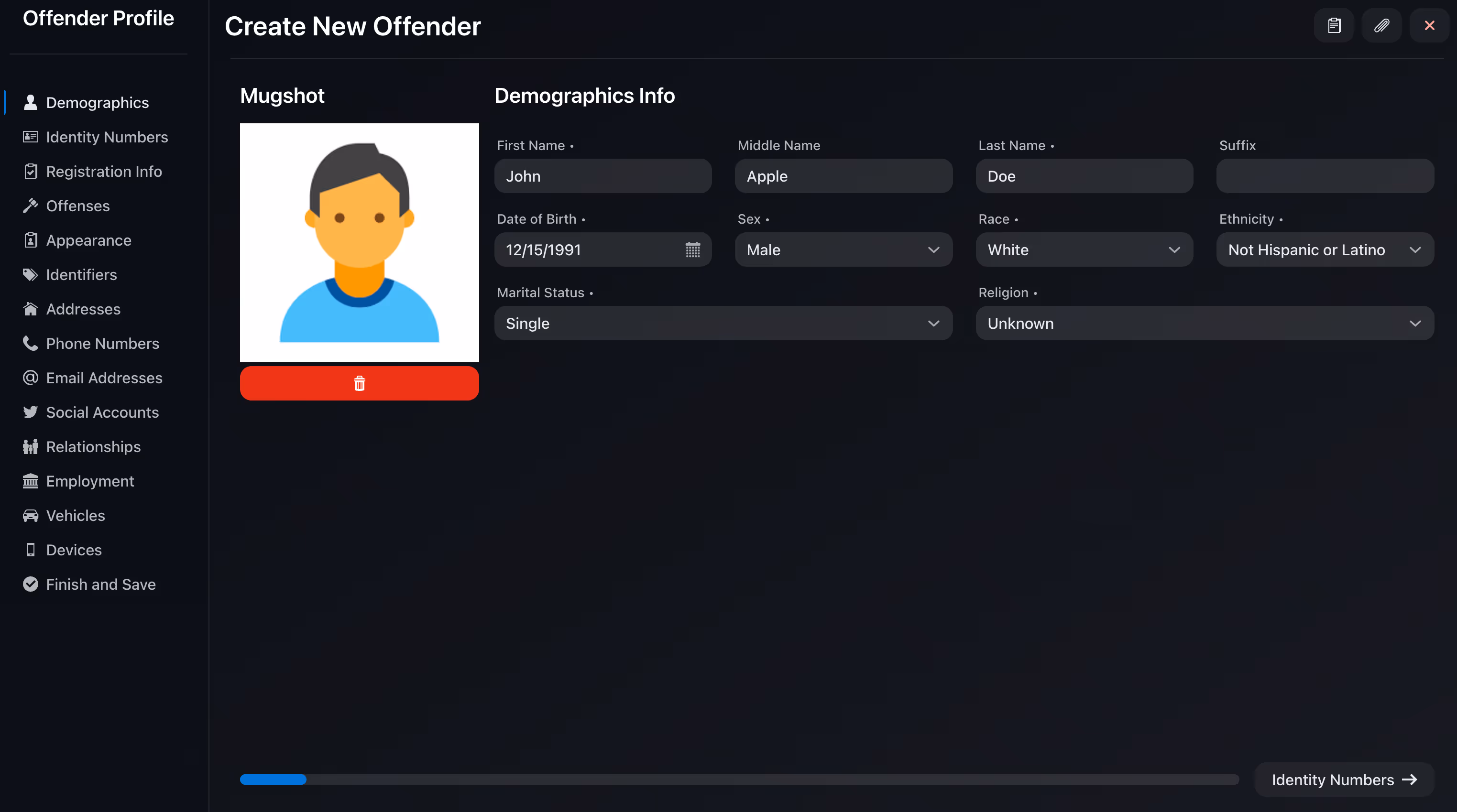 OffenderInfo Nexus create an offender page